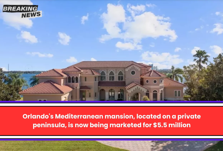 Orlando's Mediterranean mansion, located on a private peninsula, is now being marketed for $5.5 million