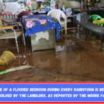 The issue of a flooded bedroom during every rainstorm is being left unresolved by the landlord, as reported by the Moore family.