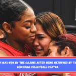 The match was won by the Cajuns after being returned by the injured Louisiana Volleyball Player.