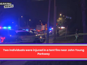 Two individuals were injured in a tent fire near John Young Parkway