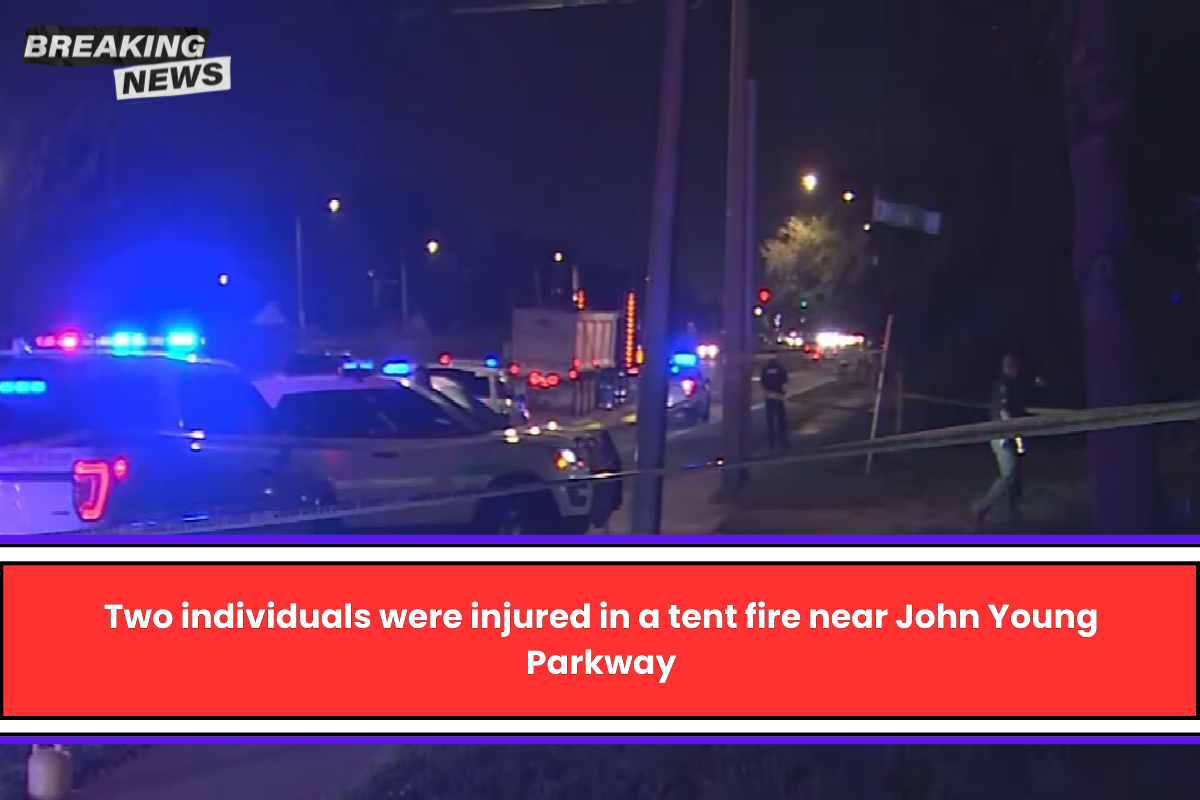 Two individuals were injured in a tent fire near John Young Parkway